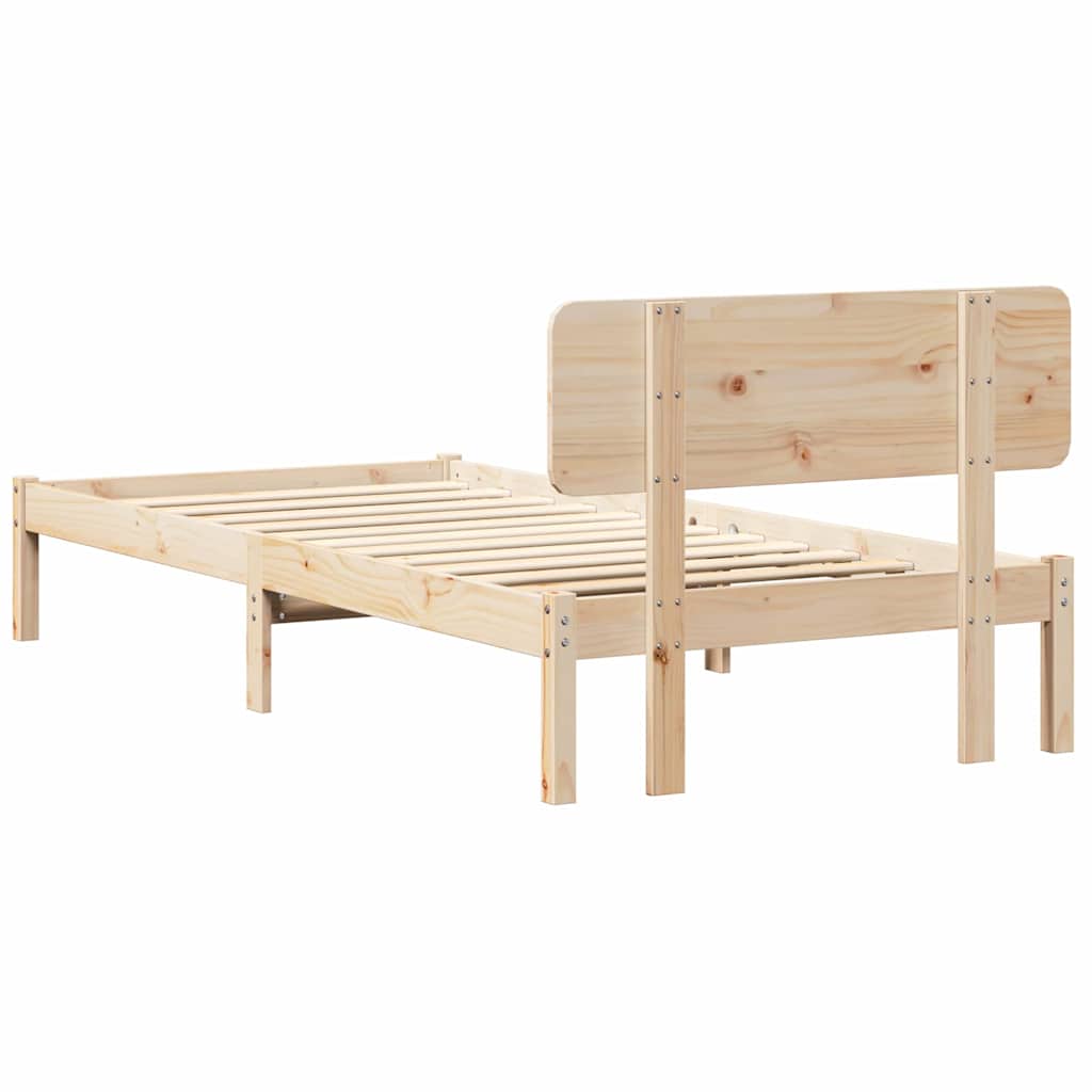 Ágykeret fejtámlával Természetes 90 x 200 cm Tömör fenyőfa