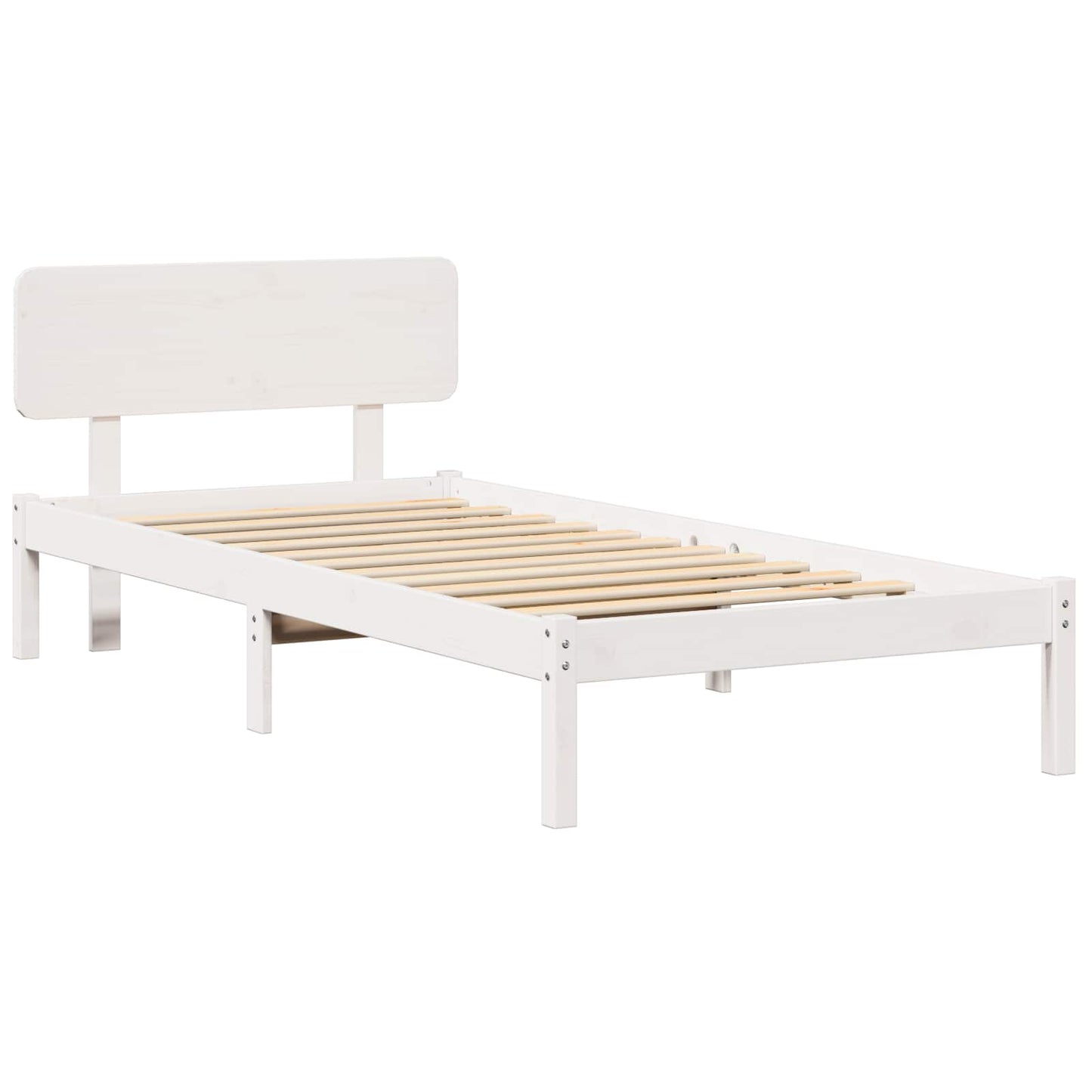 Ágykeret fejtámlával Fehér 90 x 200 cm Tömör fenyőfa