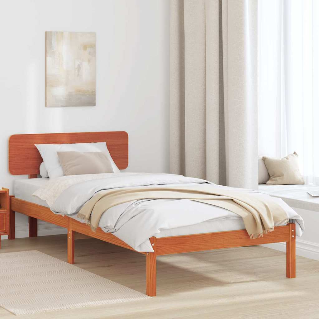 Ágykeret fejtámlával Faggyú barna 80 x 200 cm Tömör fenyőfa