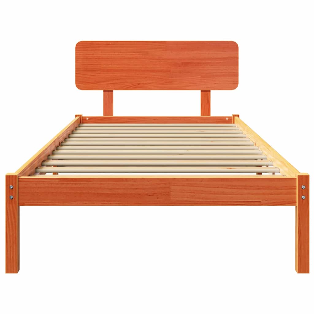 Ágykeret fejtámlával Faggyú barna 80 x 200 cm Tömör fenyőfa