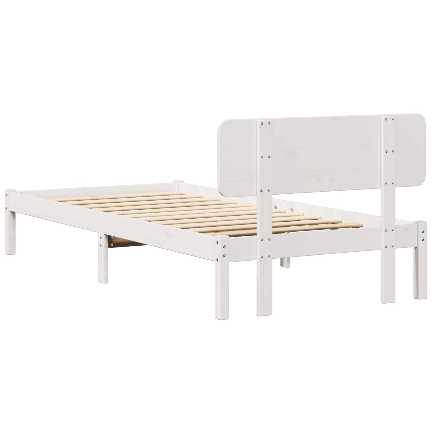 Ágykeret fejtámlával Fehér 75 x 190 cm Tömör fenyőfa