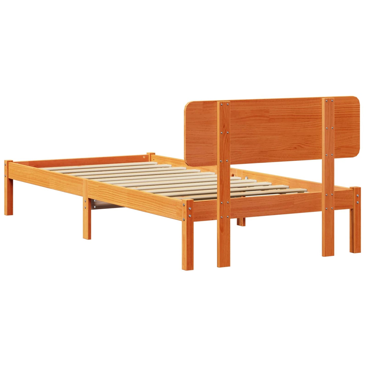 Ágykeret fejtámlával Faggyú barna 75 x 190 cm Tömör fenyőfa