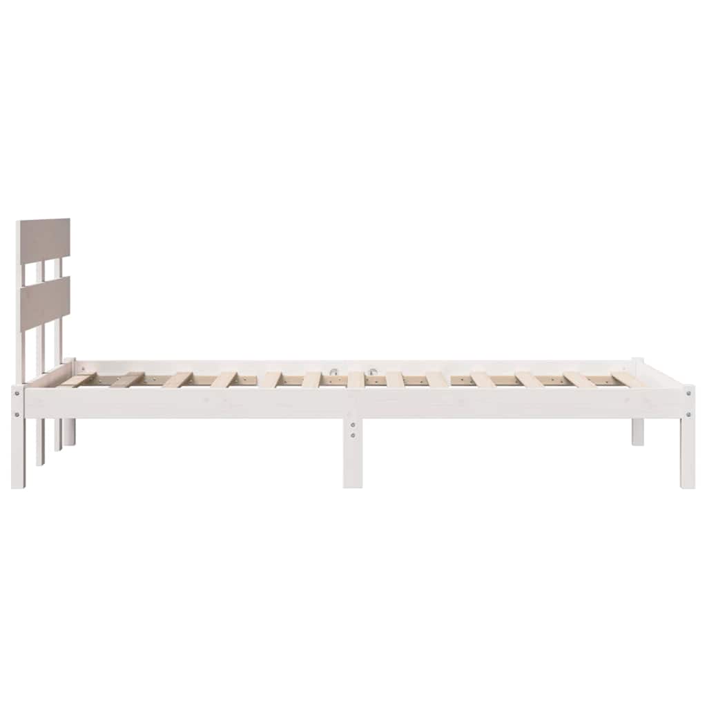Ágykeret fejtámlával Fehér 90 x 190 cm Tömör fenyőfa
