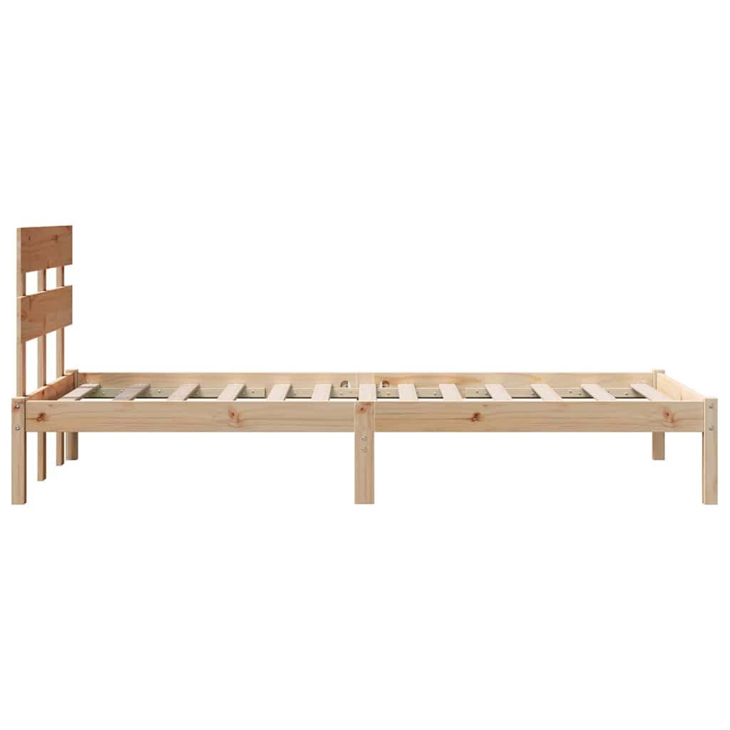 Ágykeret fejtámlával Barna 75 x 190 cm Tömör fenyőfa