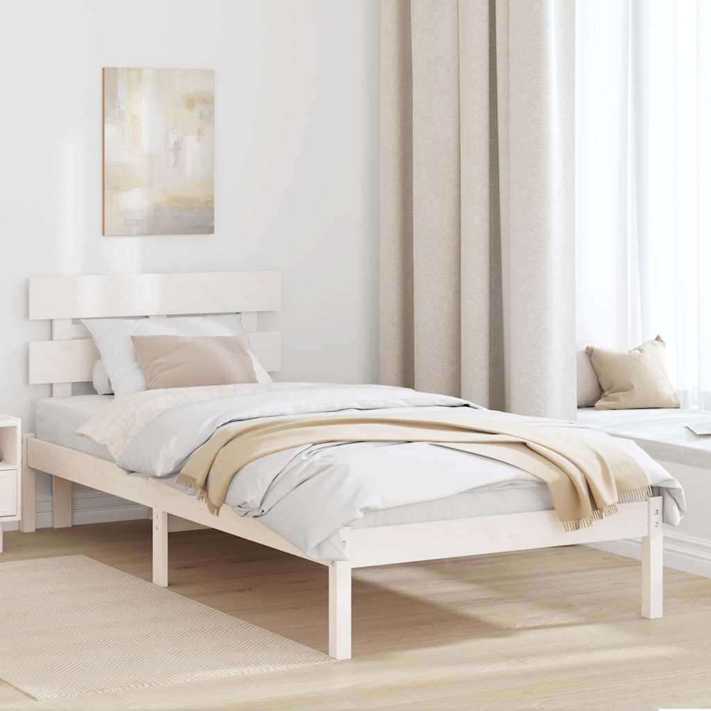 Ágykeret fejtámlával Fehér 75 x 190 cm Tömör fenyőfa