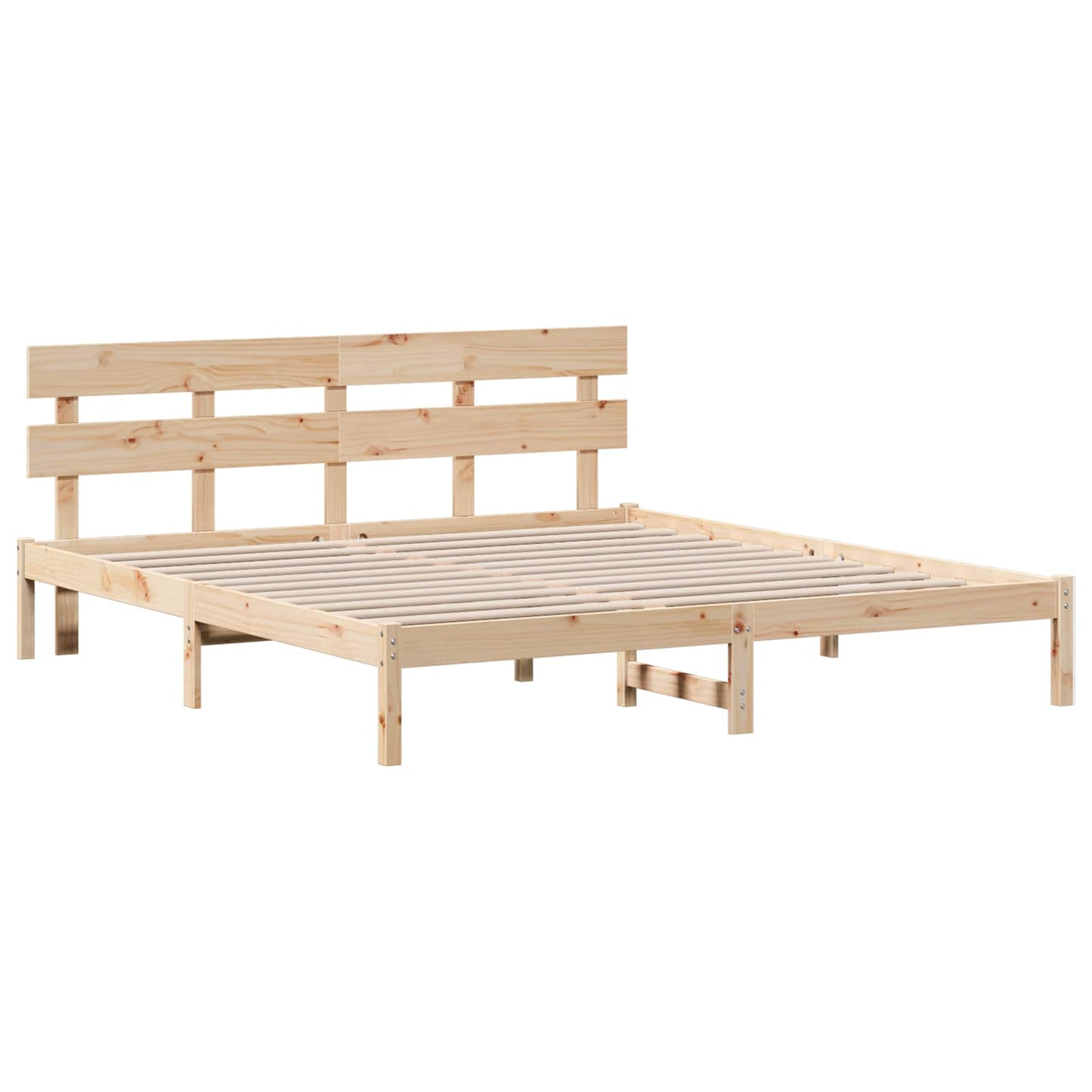 Ágykeret fejtámlával Barna 200 x 200 cm Tömör fenyőfa