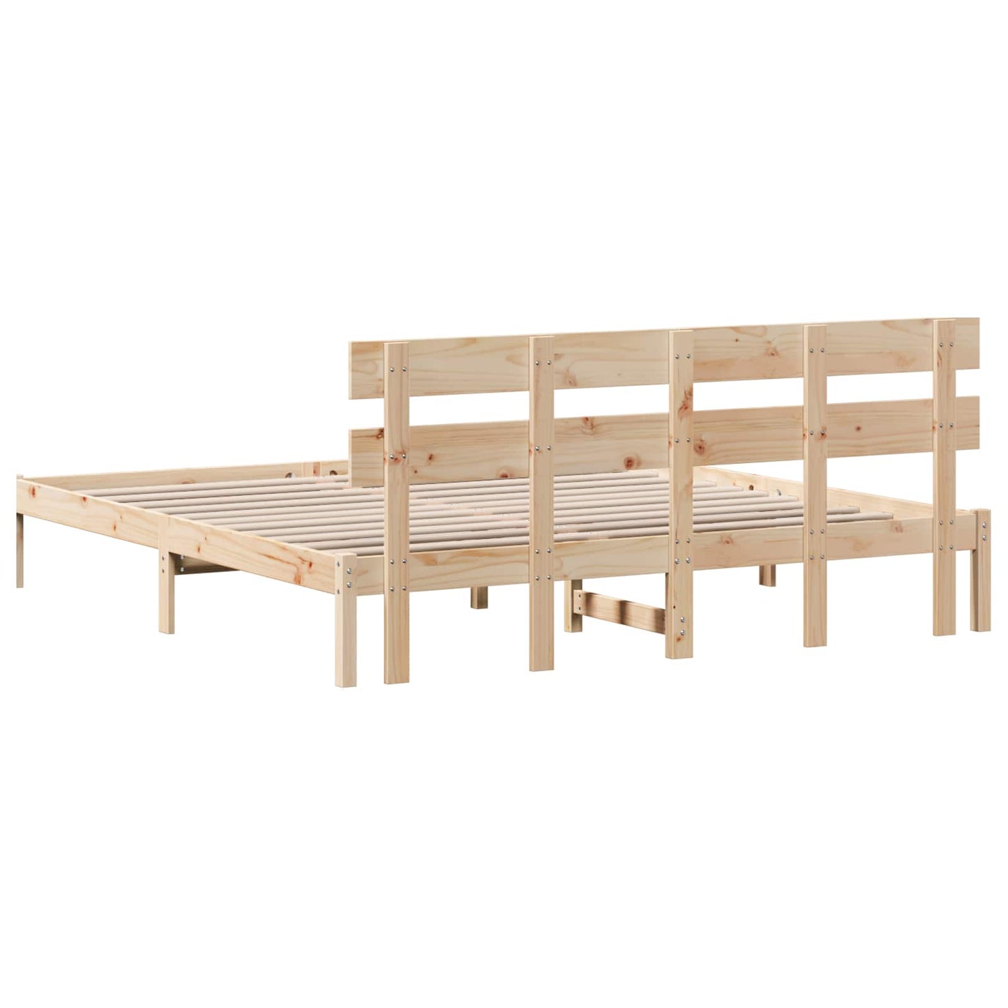 Ágykeret fejtámlával Barna 200 x 200 cm Tömör fenyőfa