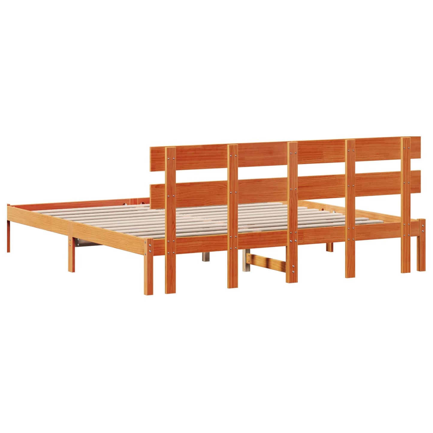 Ágykeret fejtámlával Barna 200 x 200 cm Tömör fenyőfa
