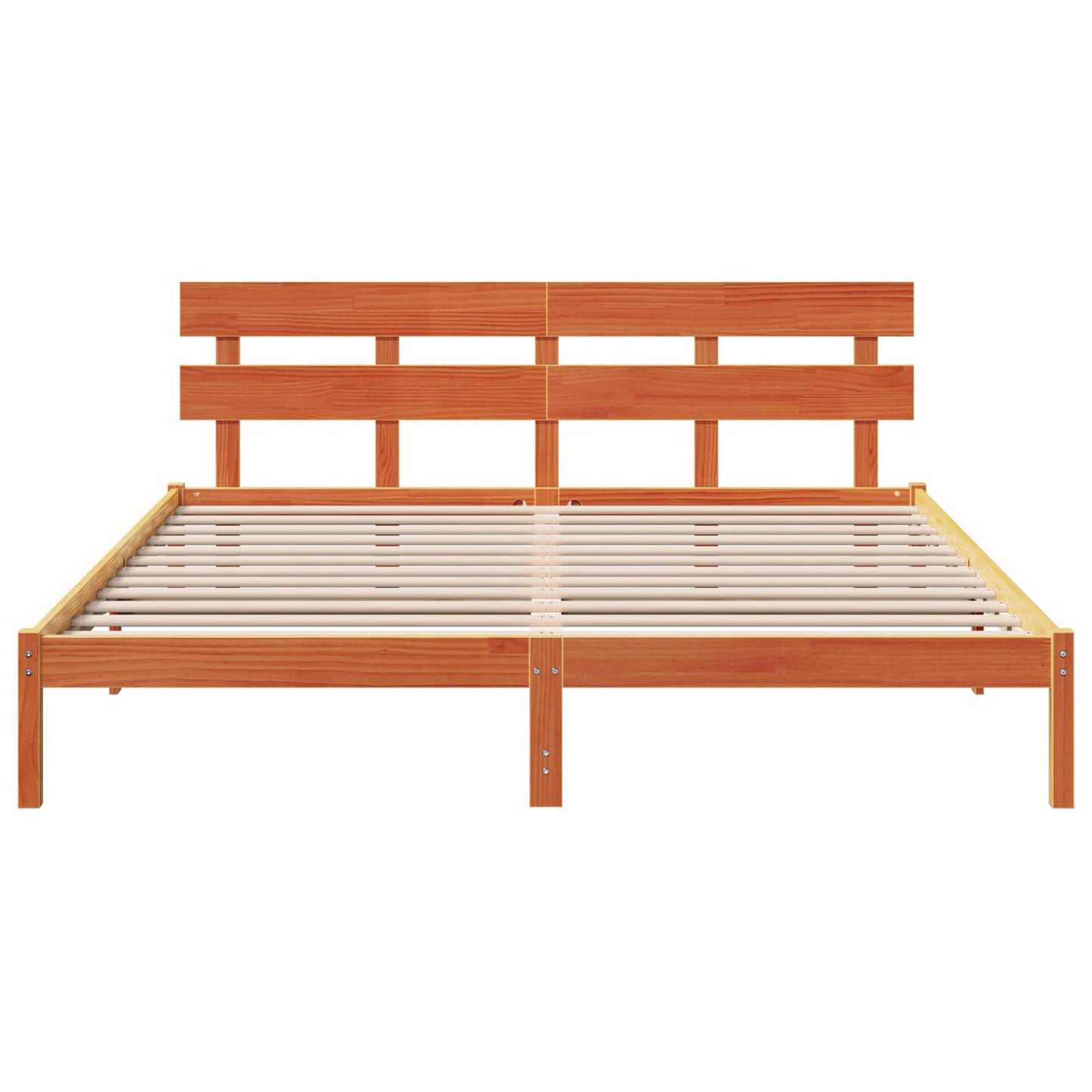 Ágykeret fejtámlával Barna 200 x 200 cm Tömör fenyőfa