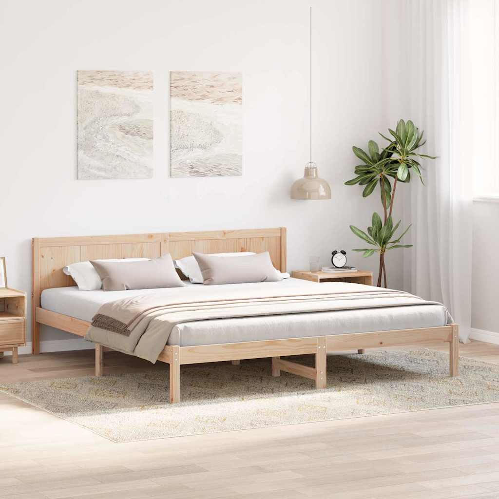 Ágykeret Barna 200 x 200 cm Tömör fenyőfa