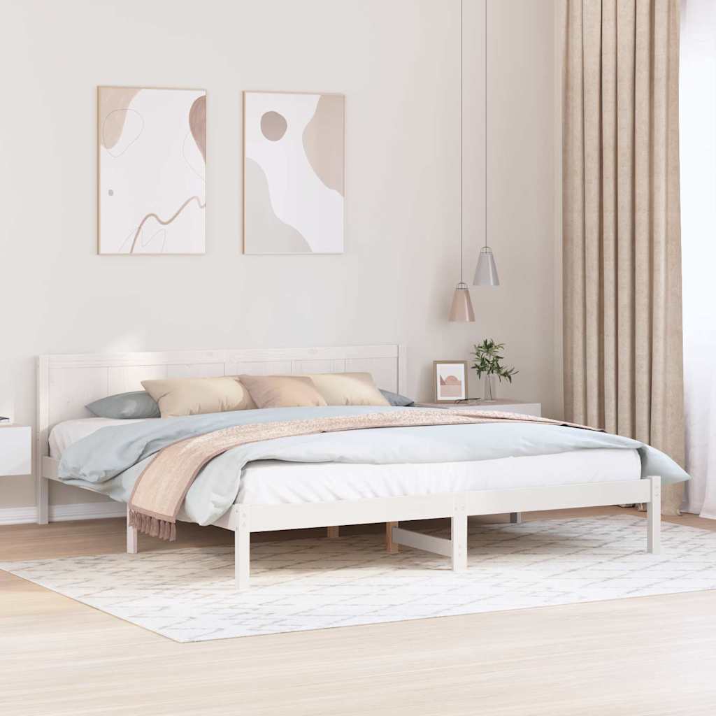 Ágykeret Fehér 200 x 200 cm Tömör fenyőfa