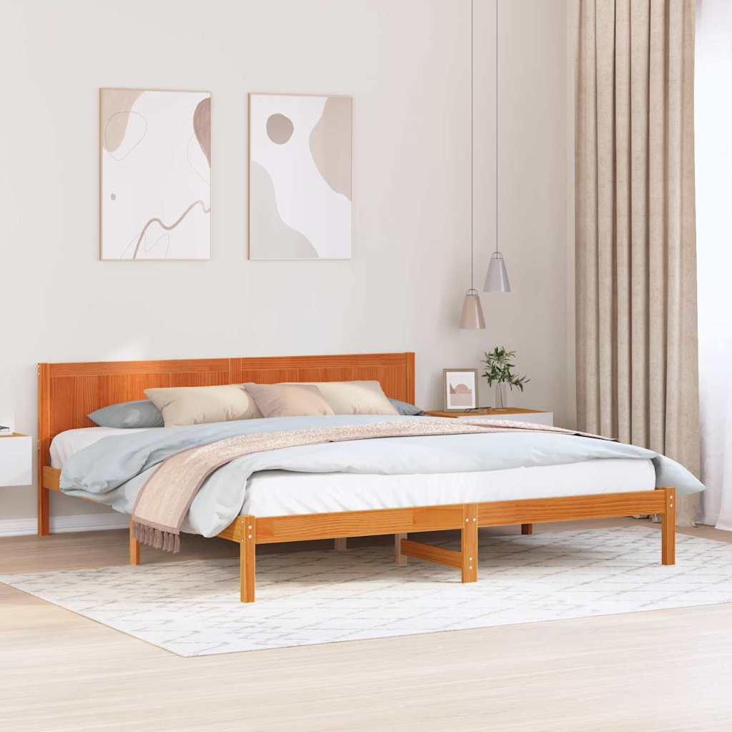 Ágykeret Barna 200 x 200 cm Tömör fenyőfa