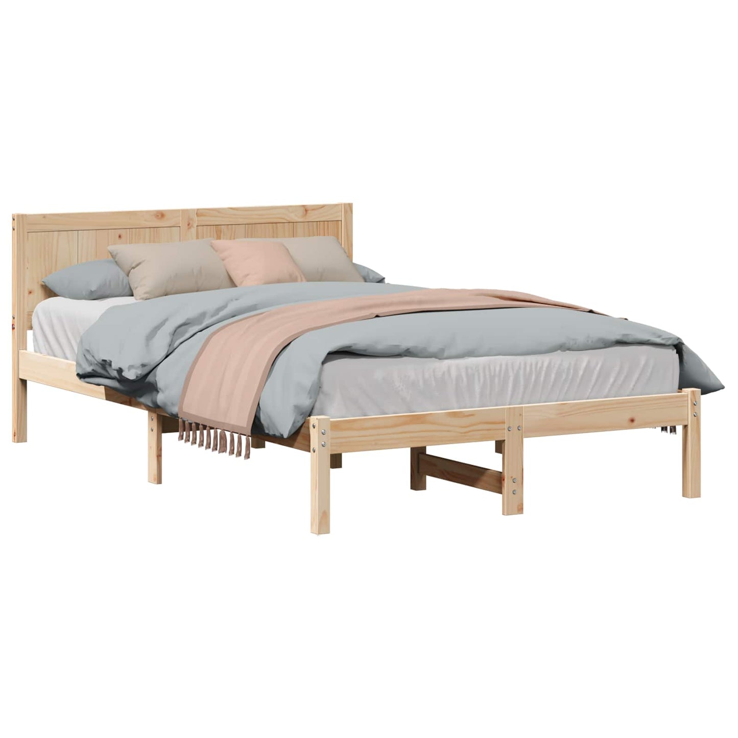 Ágykeret Barna 140 x 190 cm Tömör fenyőfa