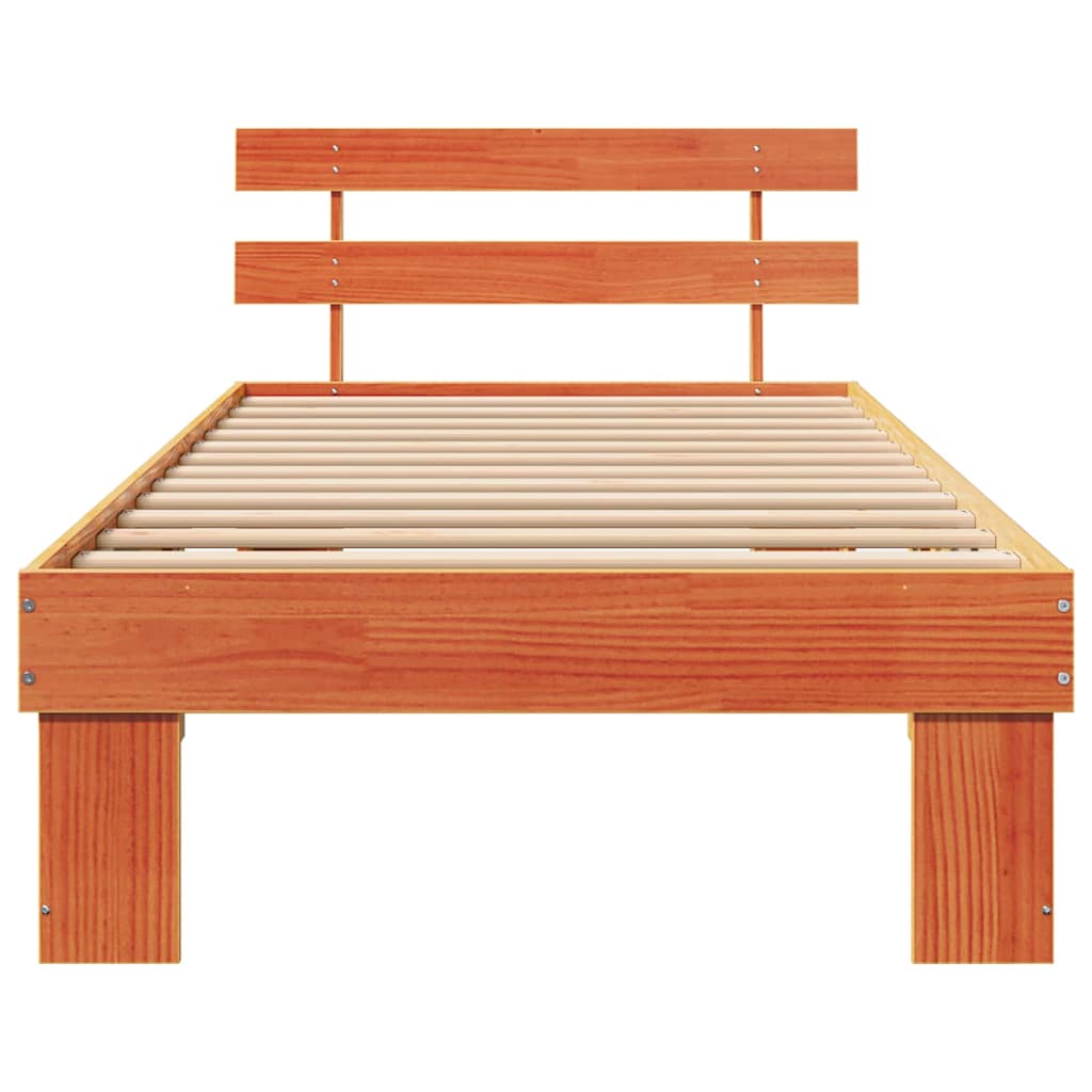 Ágykeret fejtámlával Faggyú barna 90 x 200 cm Tömör fenyőfa