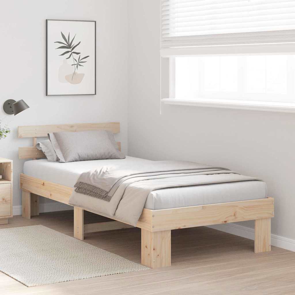 Ágykeret fejtámlával Természetes 80 x 200 cm Tömör fenyőfa