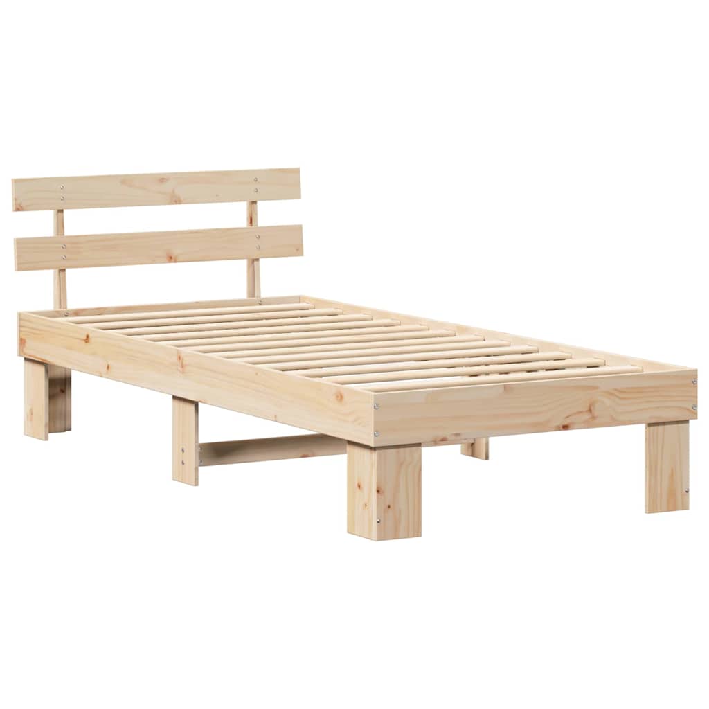Ágykeret fejtámlával Természetes 80 x 200 cm Tömör fenyőfa