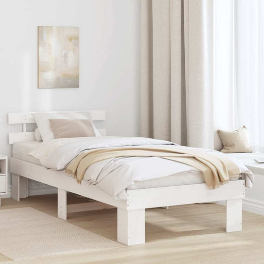 Ágykeret fejtámlával Fehér 80 x 200 cm Tömör fenyőfa