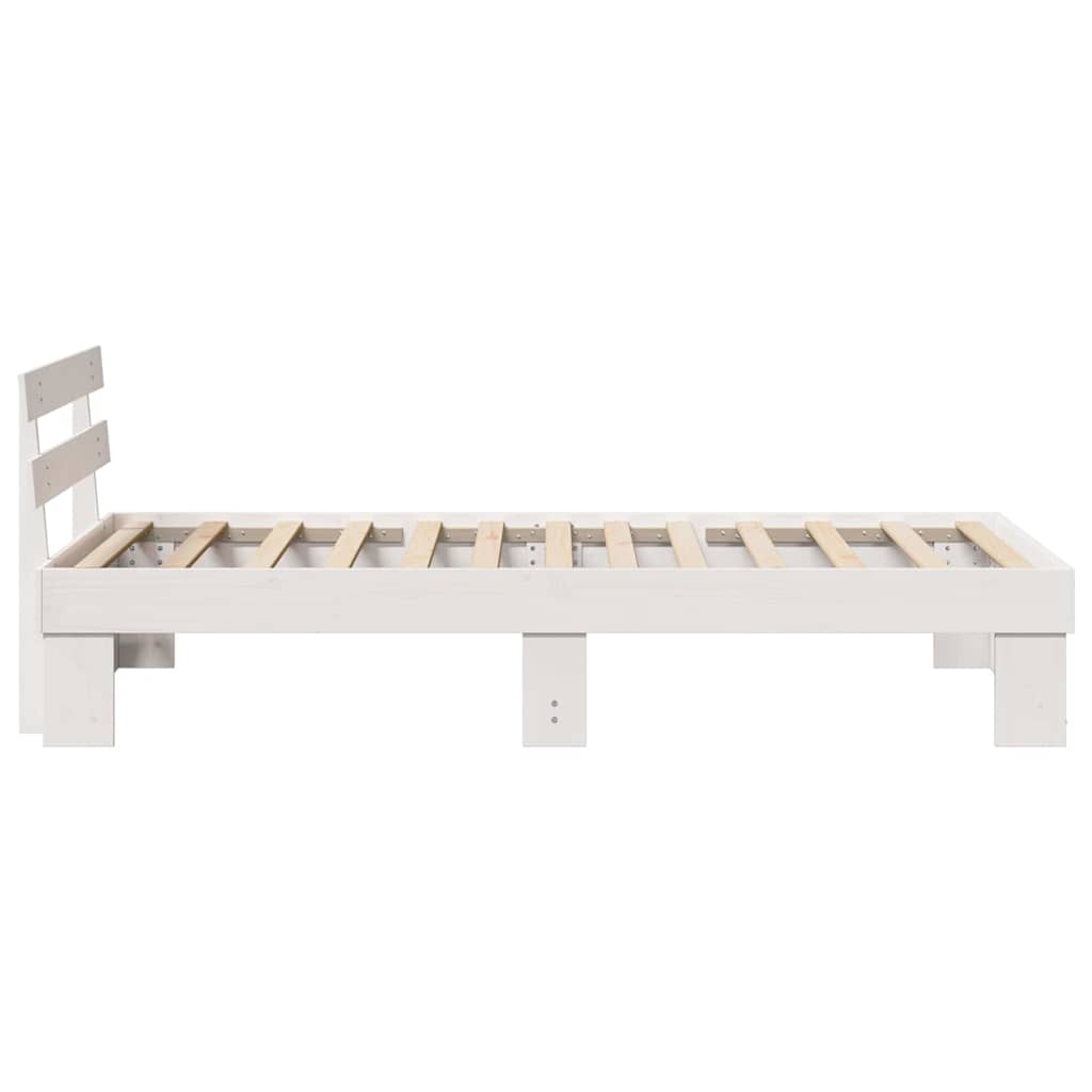 Ágykeret fejtámlával Fehér 90 x 190 cm Tömör fenyőfa