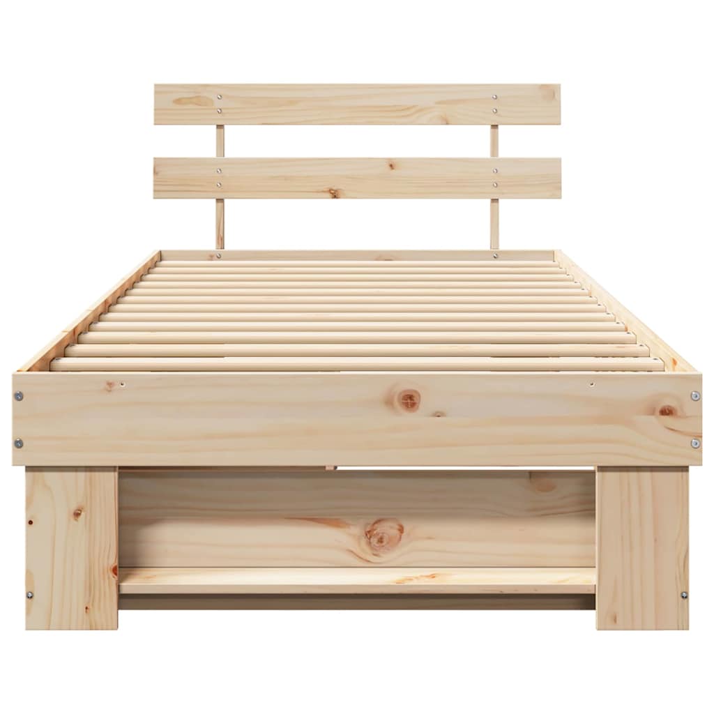 Ágykeret fejtámlával Természetes 90 x 200 cm Tömör fenyőfa