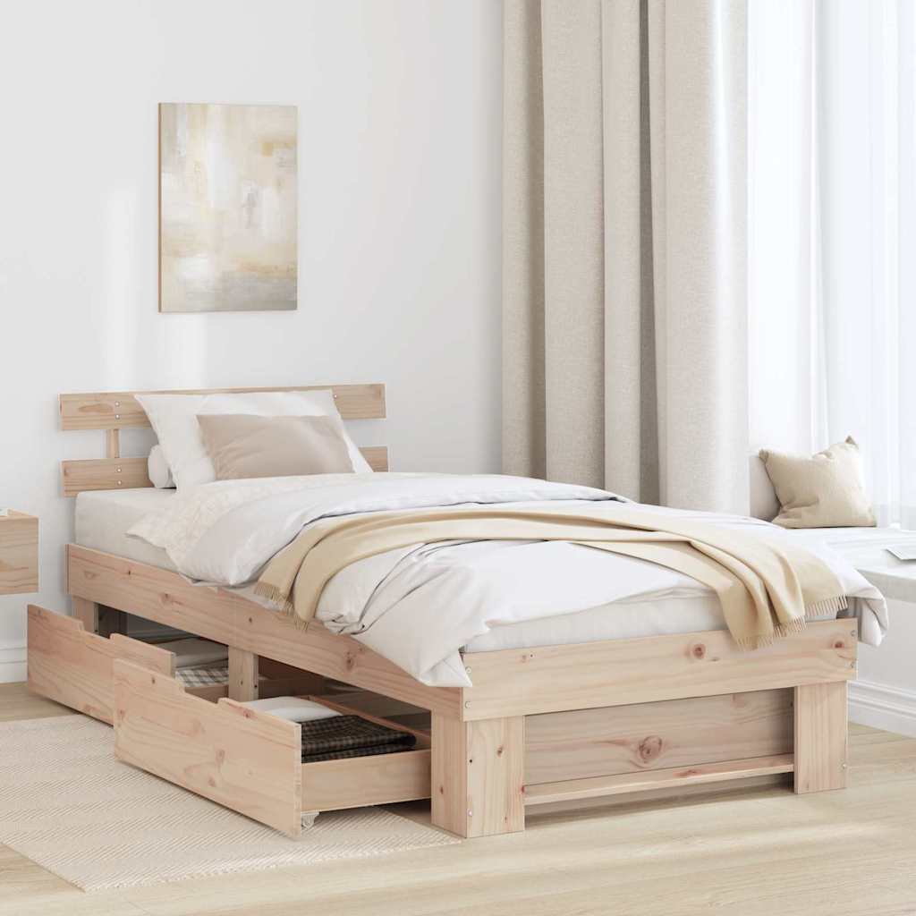 Ágykeret fejtámlával Természetes 80 x 200 cm Tömör fenyőfa