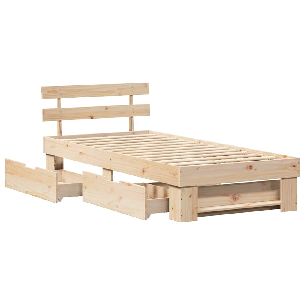 Ágykeret fejtámlával Természetes 80 x 200 cm Tömör fenyőfa