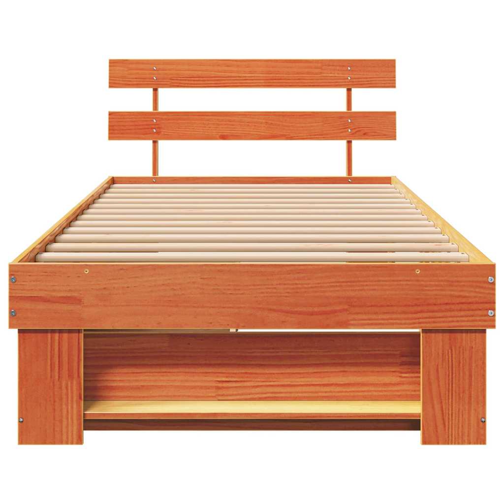 Ágykeret fejtámlával Faggyú barna 80 x 200 cm Tömör fenyőfa