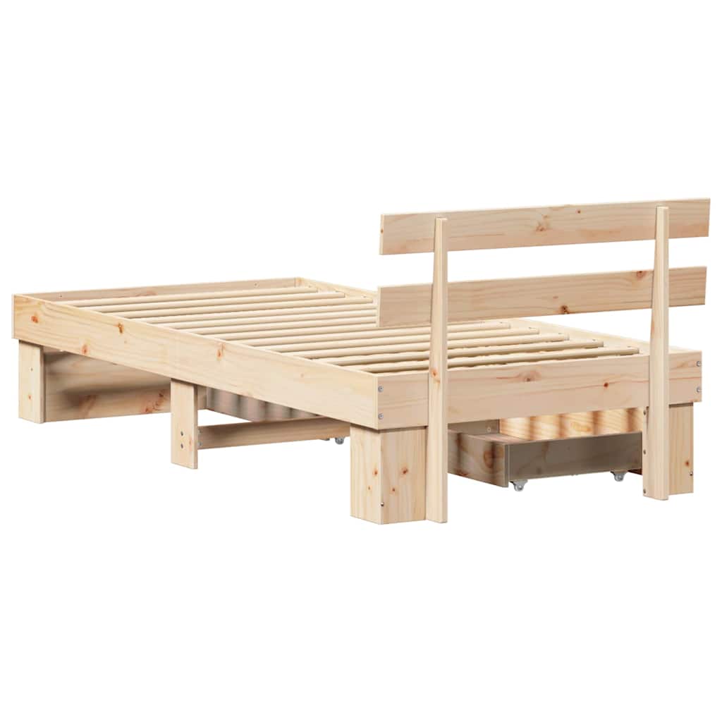 Ágykeret fejtámlával Természetes 75 x 190 cm Tömör fenyőfa