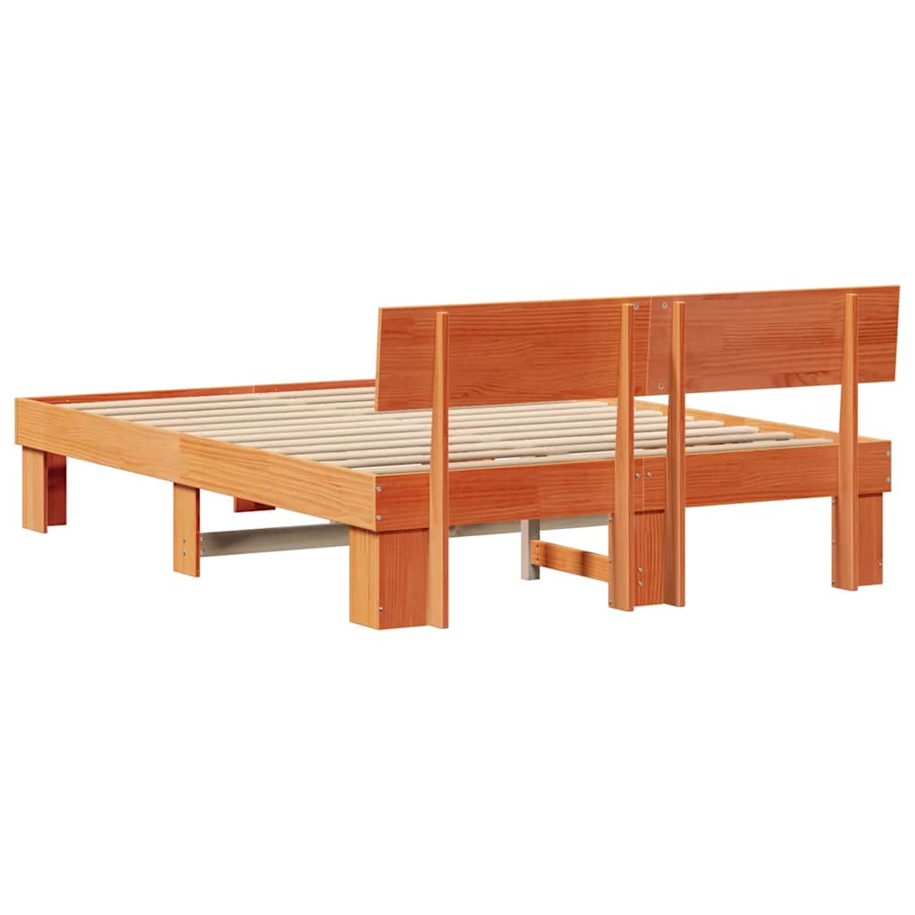 Ágykeret fejtámlával Faggyú barna 150 x 200 cm Tömör fenyőfa
