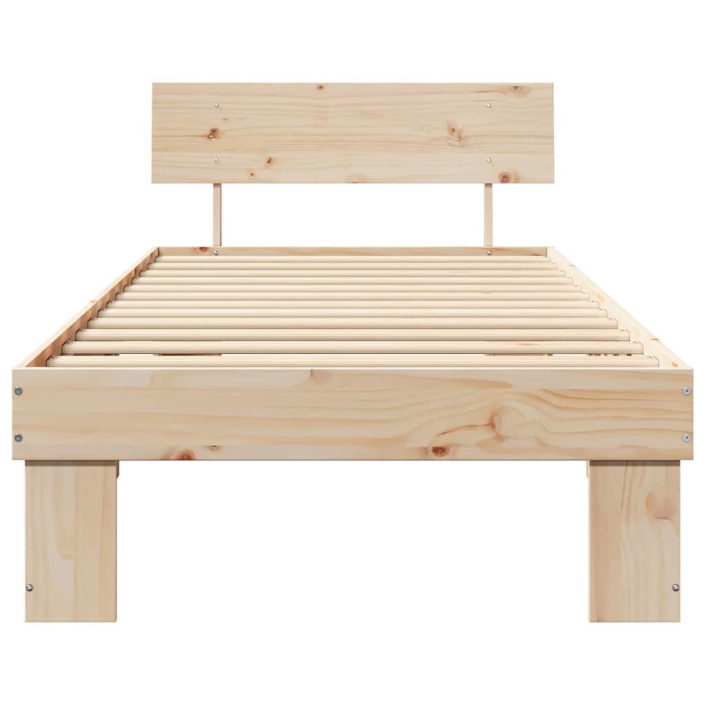Ágykeret fejtámlával Természetes 80 x 200 cm Tömör fenyőfa