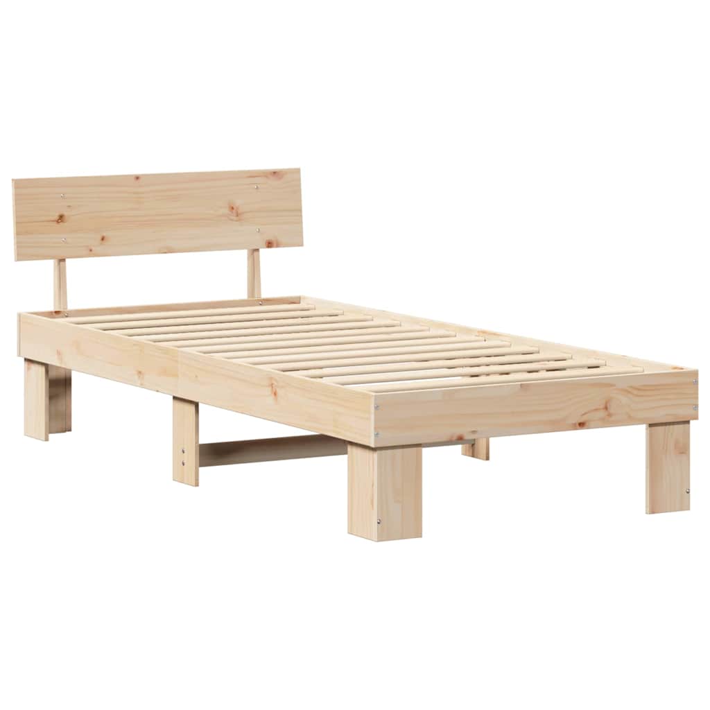 Ágykeret fejtámlával Természetes 75 x 190 cm Tömör fenyőfa