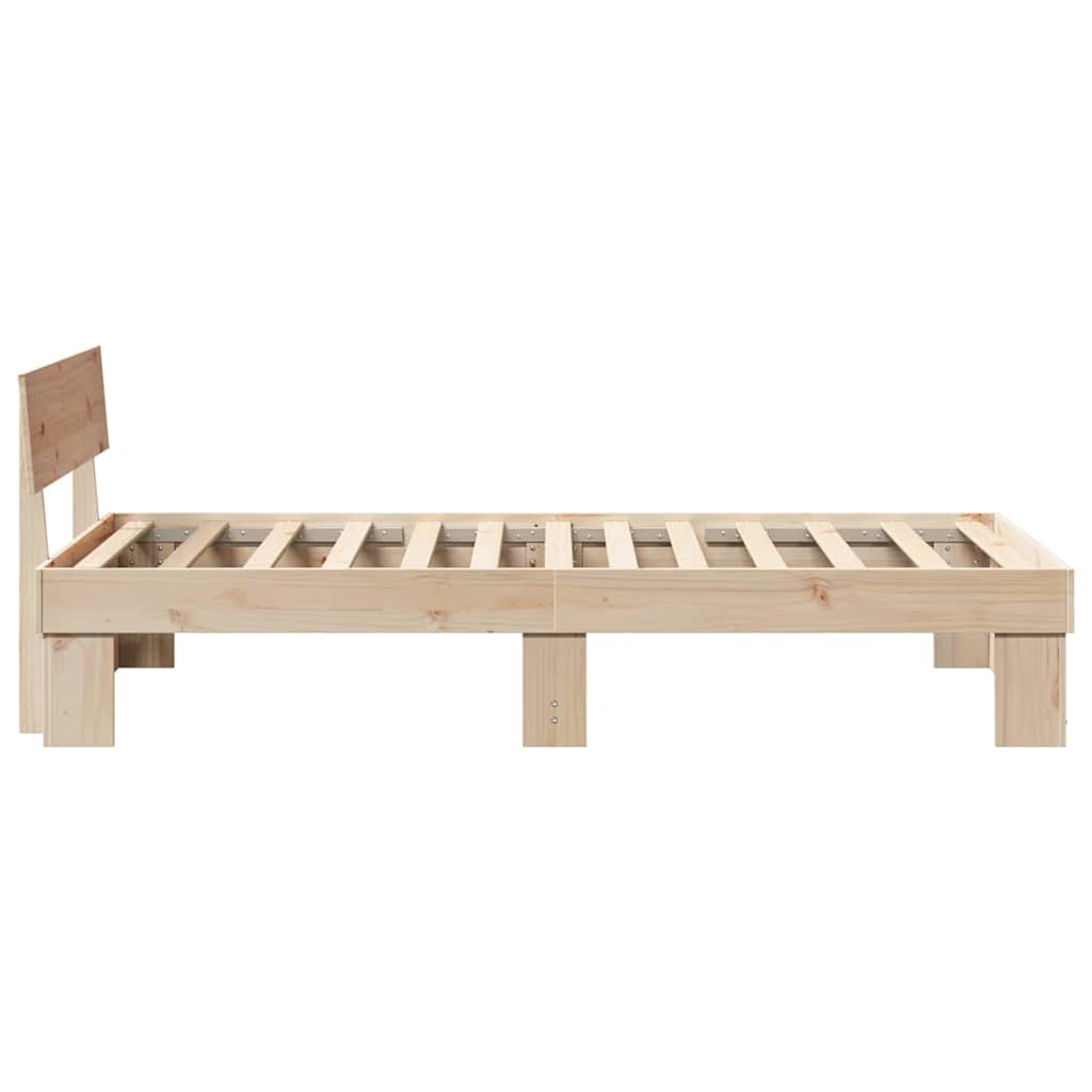 Ágykeret fejtámlával Természetes 75 x 190 cm Tömör fenyőfa