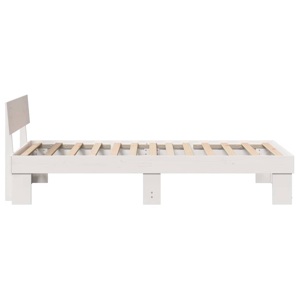 Ágykeret fejtámlával Fehér 75 x 190 cm Tömör fenyőfa