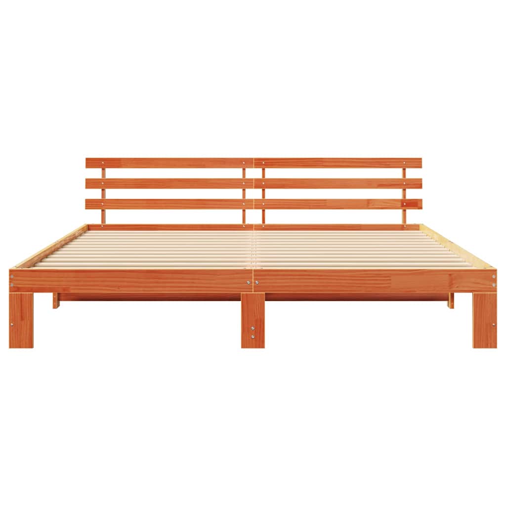 Ágykeret fejtámlával Faggyú barna 200 x 200 cm Tömör fenyőfa