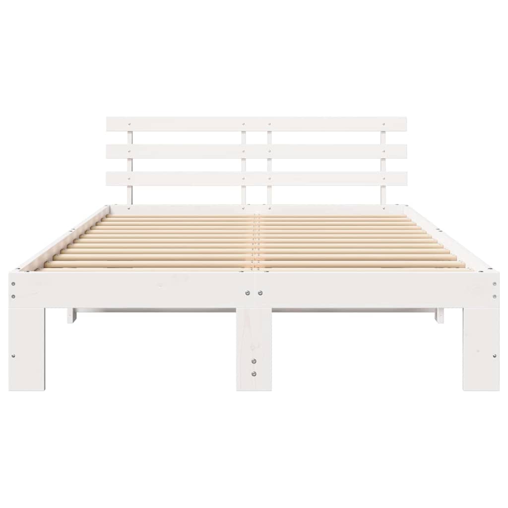 Ágykeret fejtámlával Fehér 120 x 200 cm Tömör fenyőfa