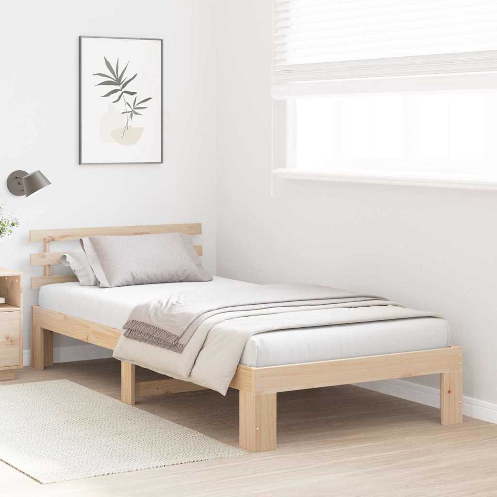 Ágykeret fejtámlával Természetes 100 x 200 cm Tömör fenyőfa