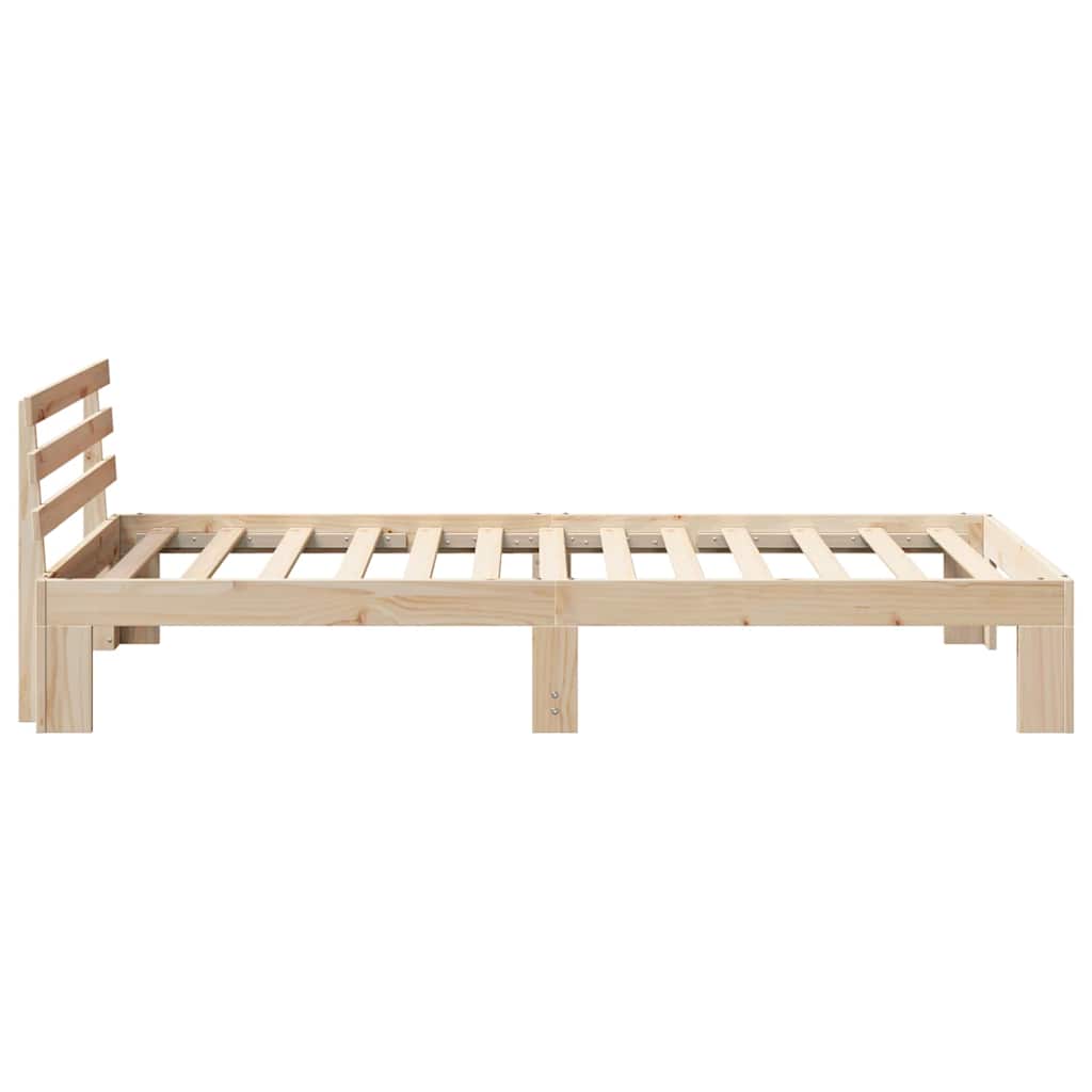 Ágykeret fejtámlával Természetes 100 x 200 cm Tömör fenyőfa