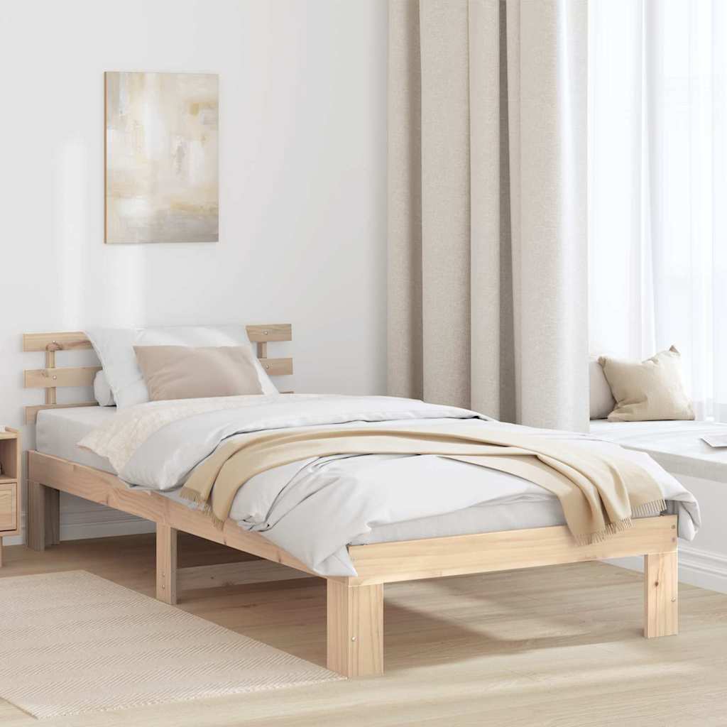 Ágykeret fejtámlával Természetes 80 x 200 cm Tömör fenyőfa