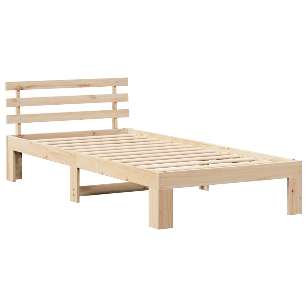 Ágykeret fejtámlával Természetes 80 x 200 cm Tömör fenyőfa
