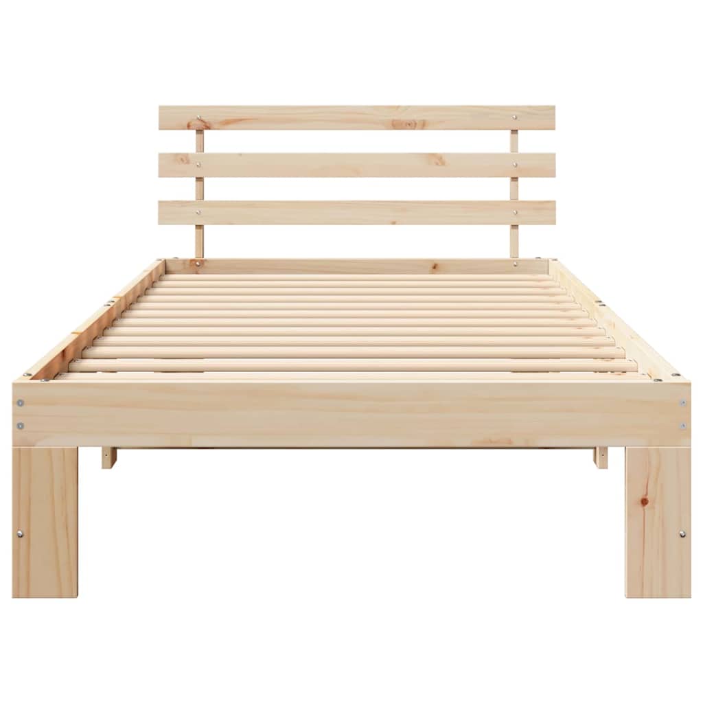 Ágykeret fejtámlával Természetes 80 x 200 cm Tömör fenyőfa