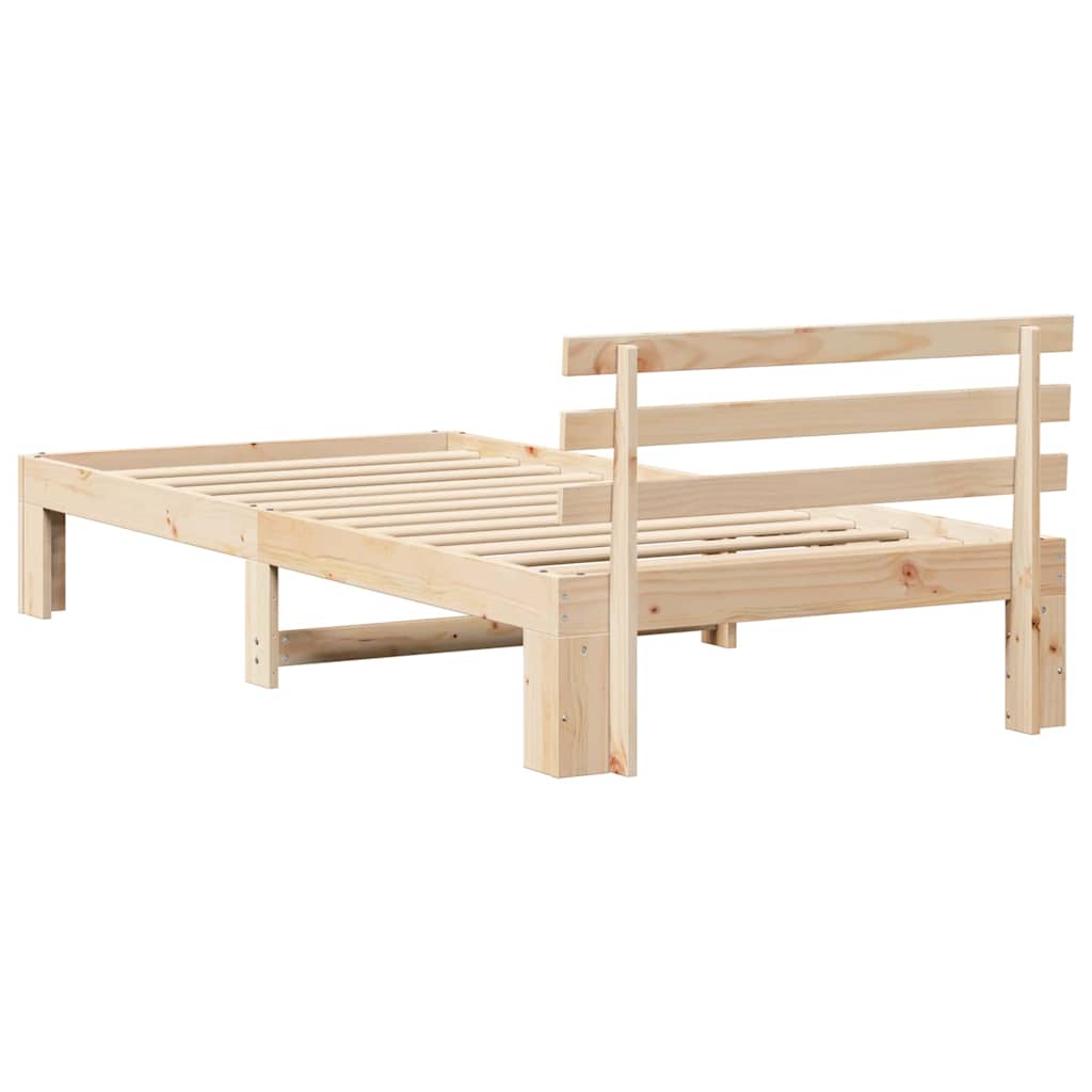 Ágykeret fejtámlával Természetes 75 x 190 cm Tömör fenyőfa