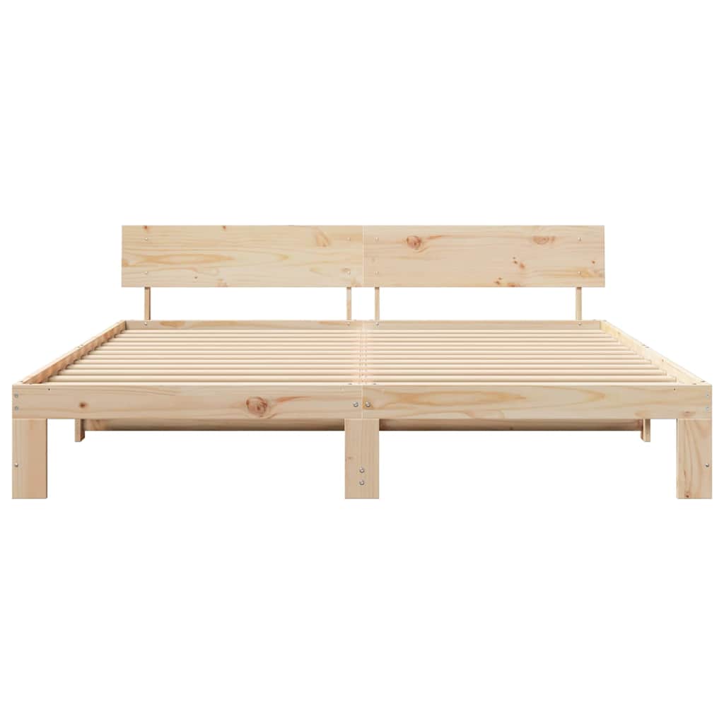 Ágykeret fejtámlával Természetes 200 x 200 cm Tömör fenyőfa