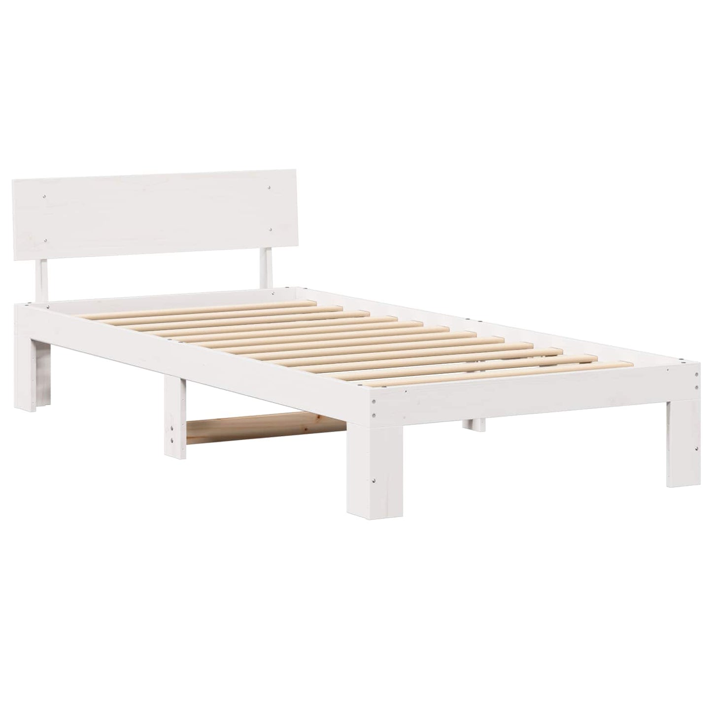 Ágykeret fejtámlával Fehér 90 x 200 cm Tömör fenyőfa