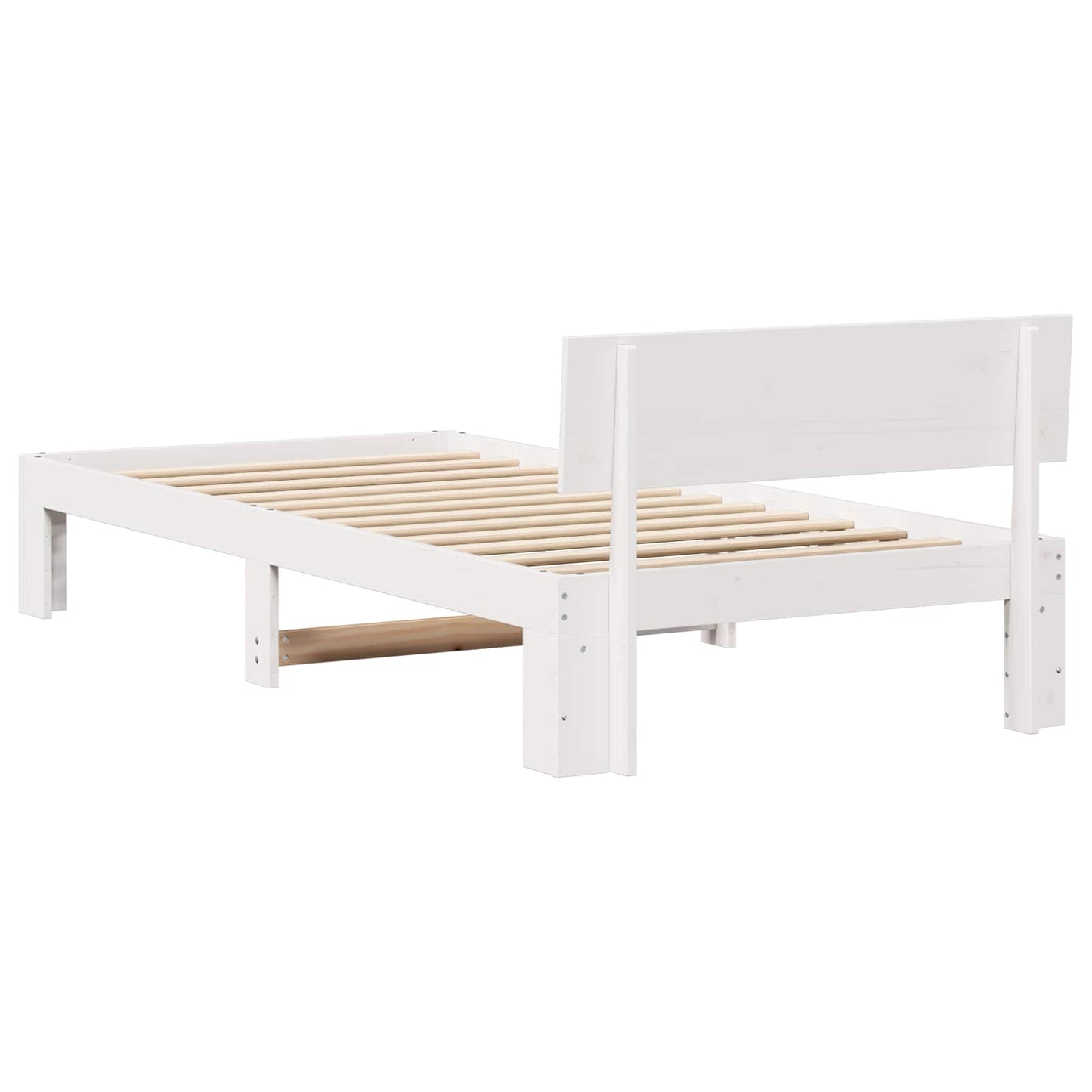 Ágykeret fejtámlával Fehér 90 x 200 cm Tömör fenyőfa
