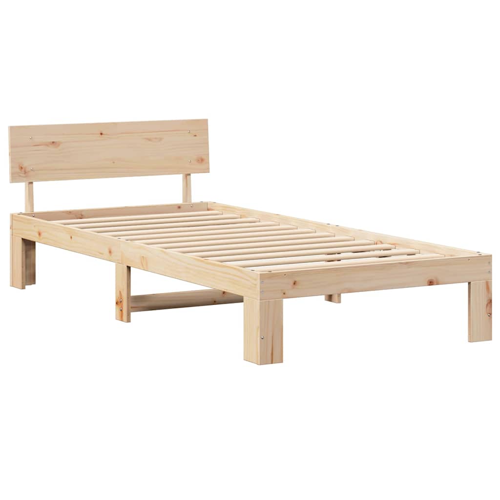 Ágykeret fejtámlával Természetes 80 x 200 cm Tömör fenyőfa