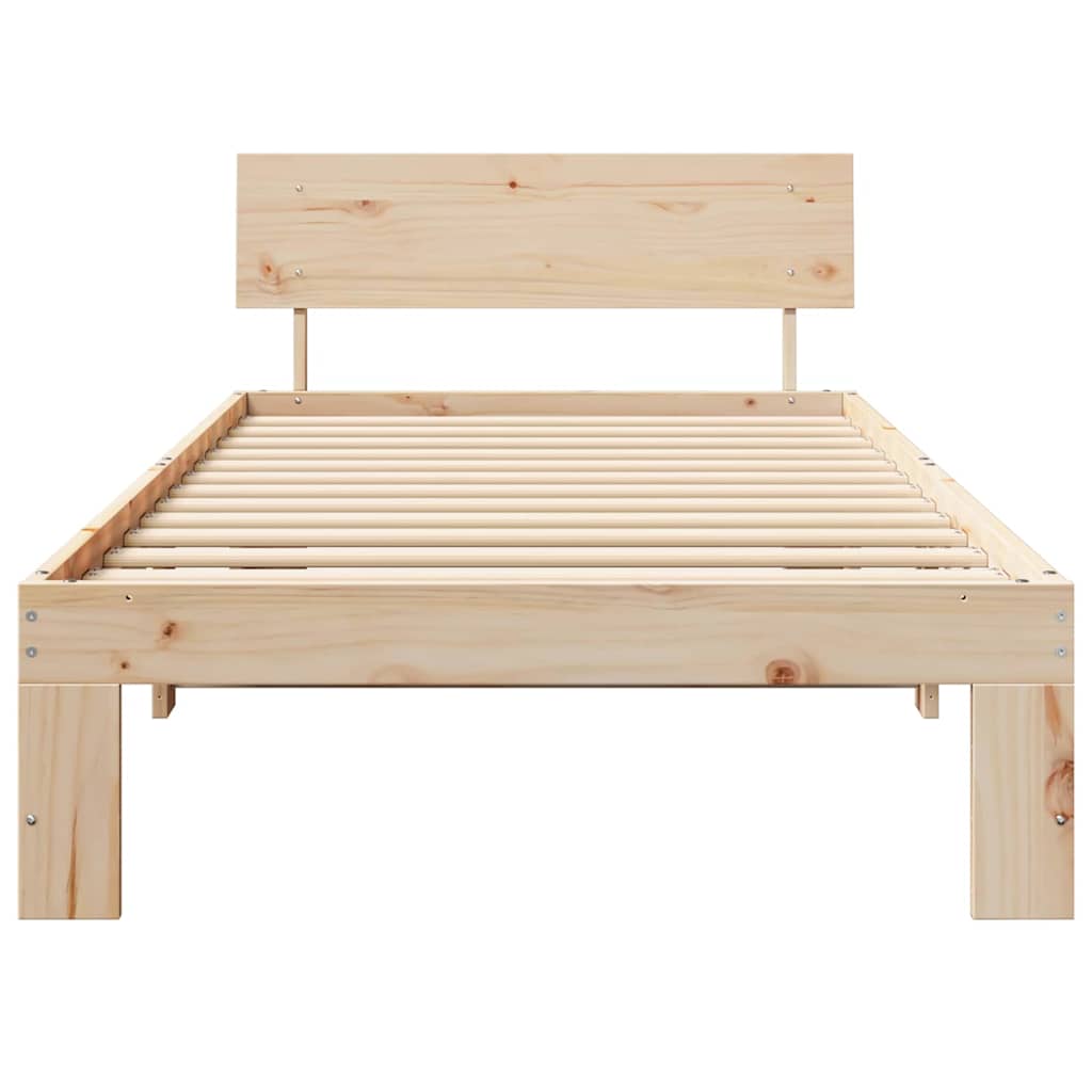 Ágykeret fejtámlával Természetes 80 x 200 cm Tömör fenyőfa
