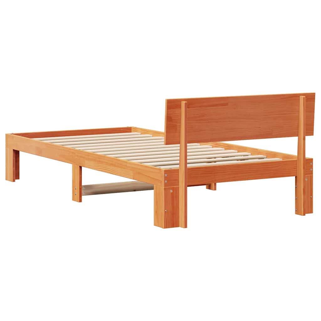 Ágykeret fejtámlával Faggyú barna 80 x 200 cm Tömör fenyőfa