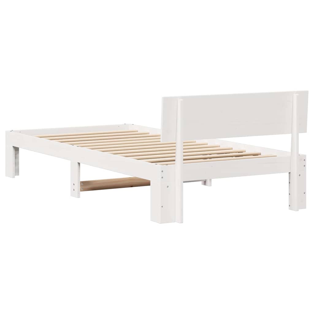 Ágykeret fejtámlával Fehér 90 x 190 cm Tömör fenyőfa