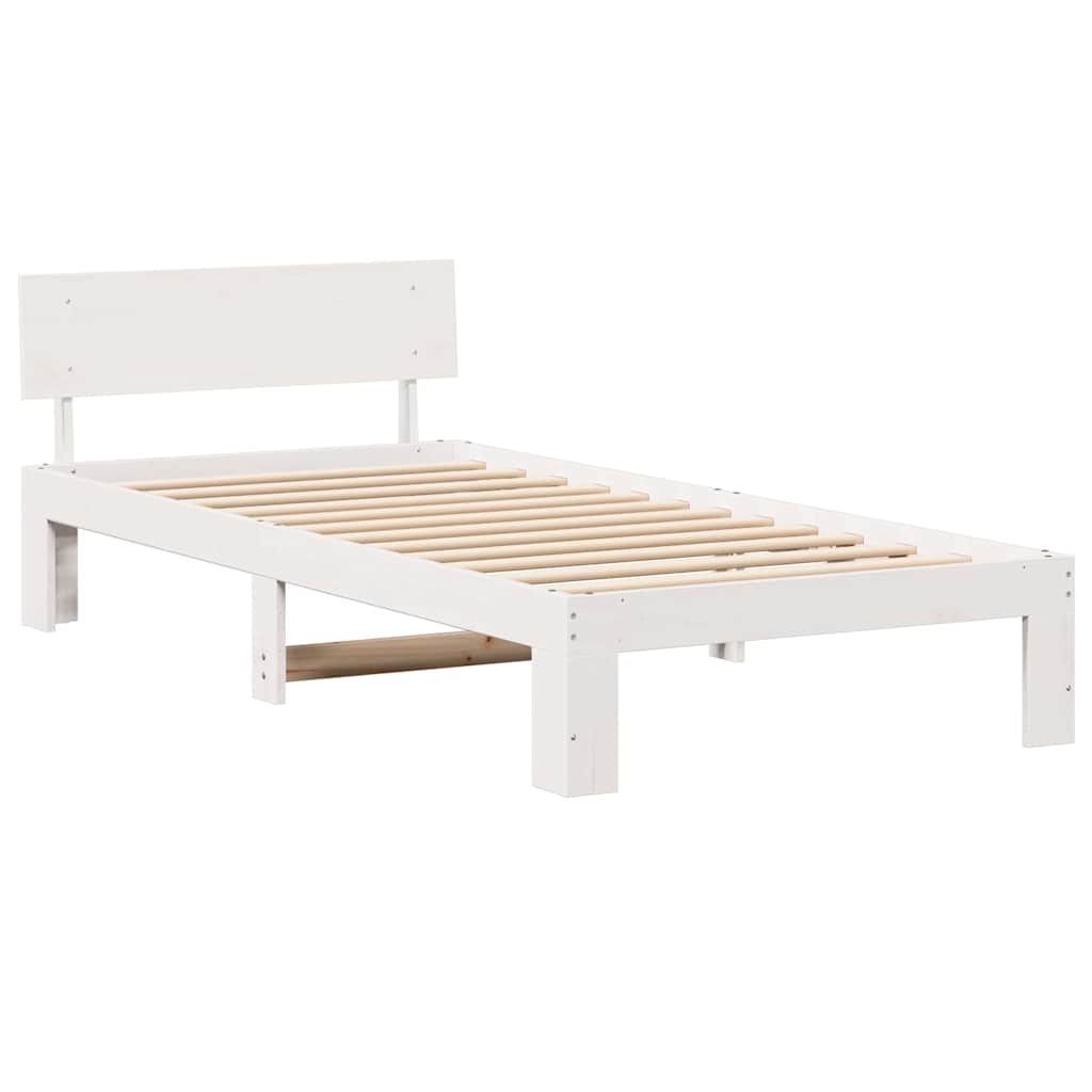 Ágykeret fejtámlával Fehér 75 x 190 cm Tömör fenyőfa