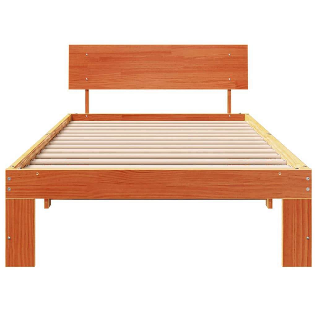 Ágykeret fejtámlával Faggyú barna 75 x 190 cm Tömör fenyőfa