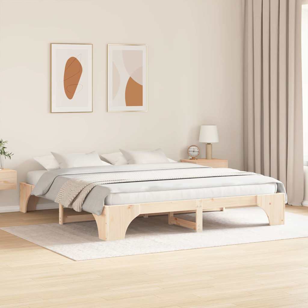 Ágykeret Természetes 200 x 200 cm Tömör fenyőfa
